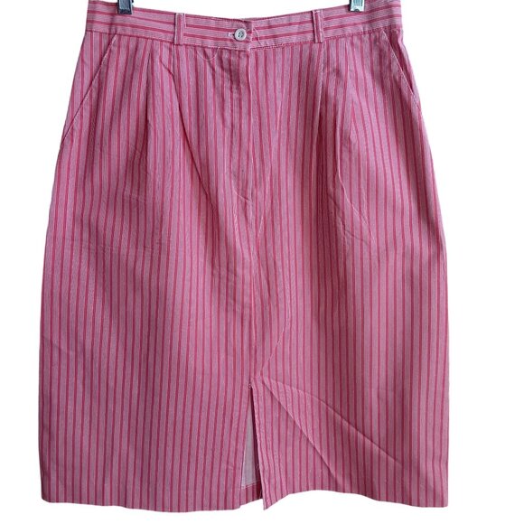 Vintage 1980's 13/14 30W Skirt Pink  White Striped W.C.C. Womens Midi - Picture 2 of 8